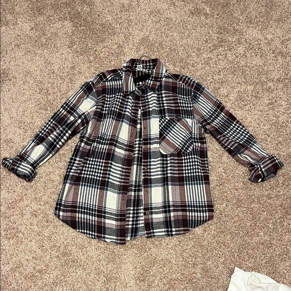 Forever 21 Burgundy and White Plaid Shirt